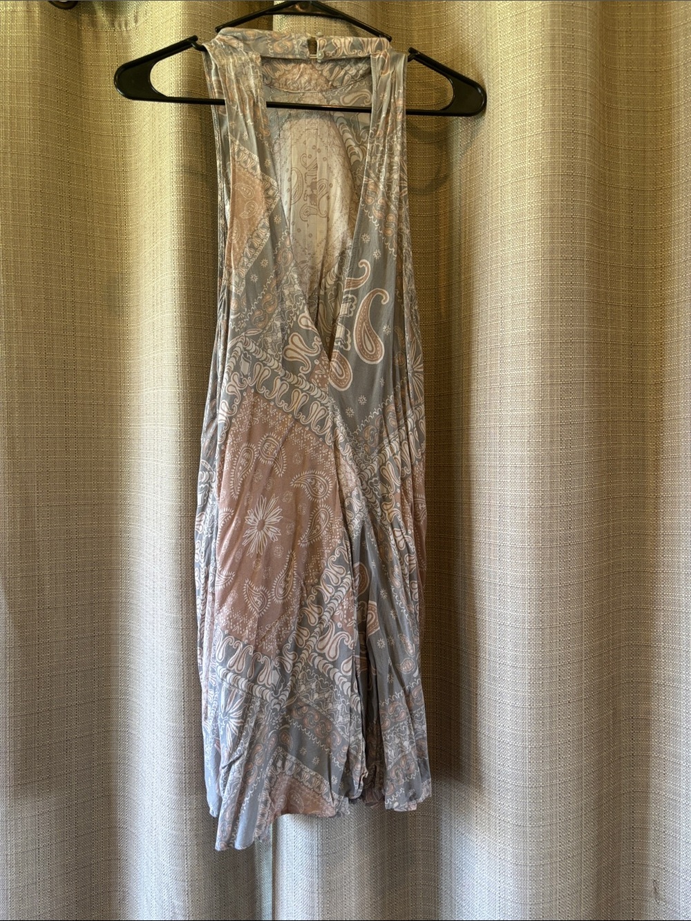 Free People Paisley Halter Mini Dress in sage and Blush - Picture 3 of 10